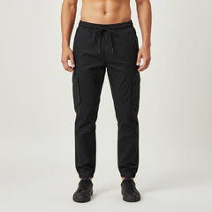 CF Men's Cotton Jogger Pants with Six Pockets, Thick Material
