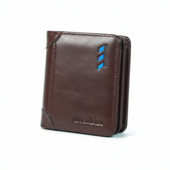 Jiangbao Men's Leather Zipper Coffee Brown Wallets