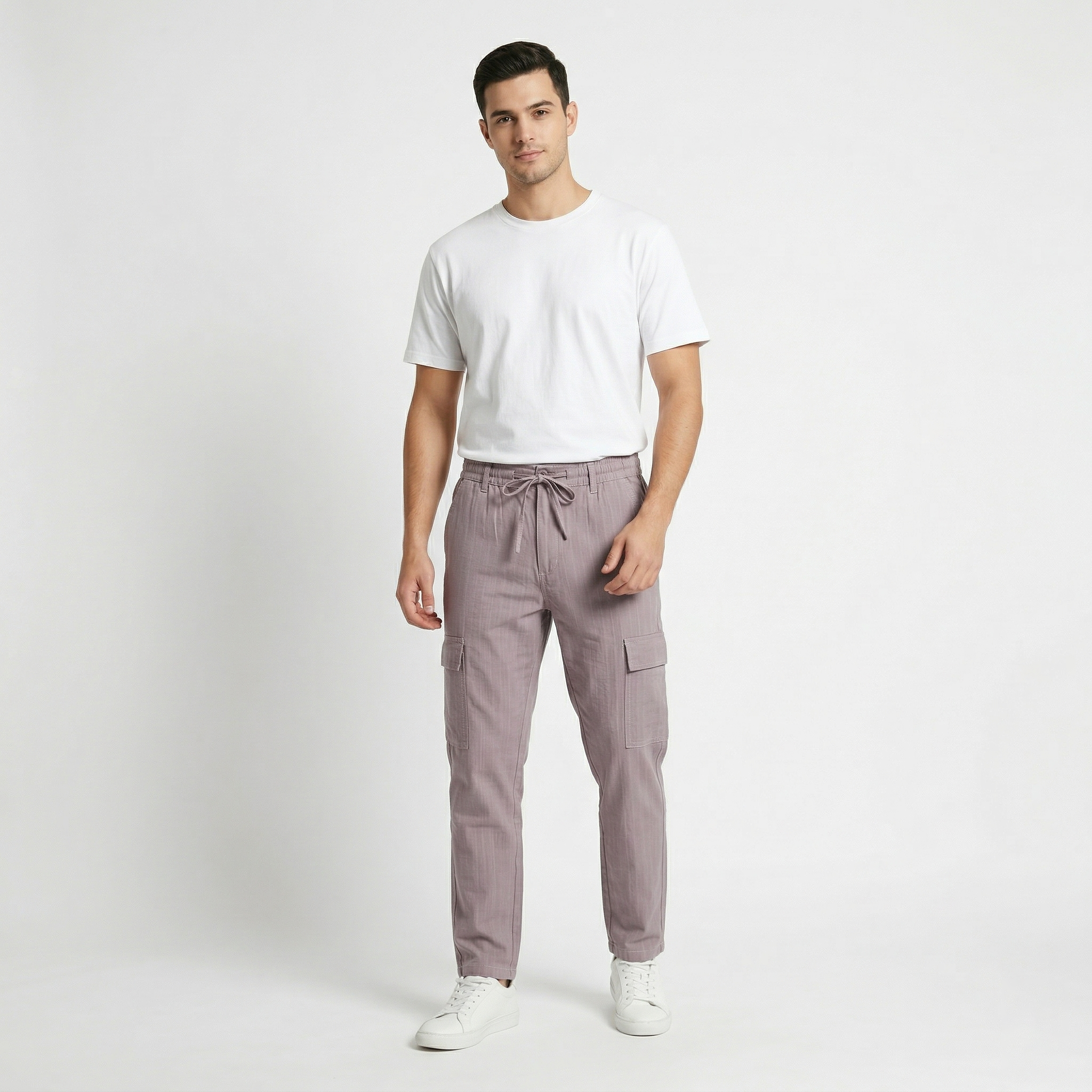 Zaahii Men's High Quality Linen Pants with Six Pockets Cargo Style