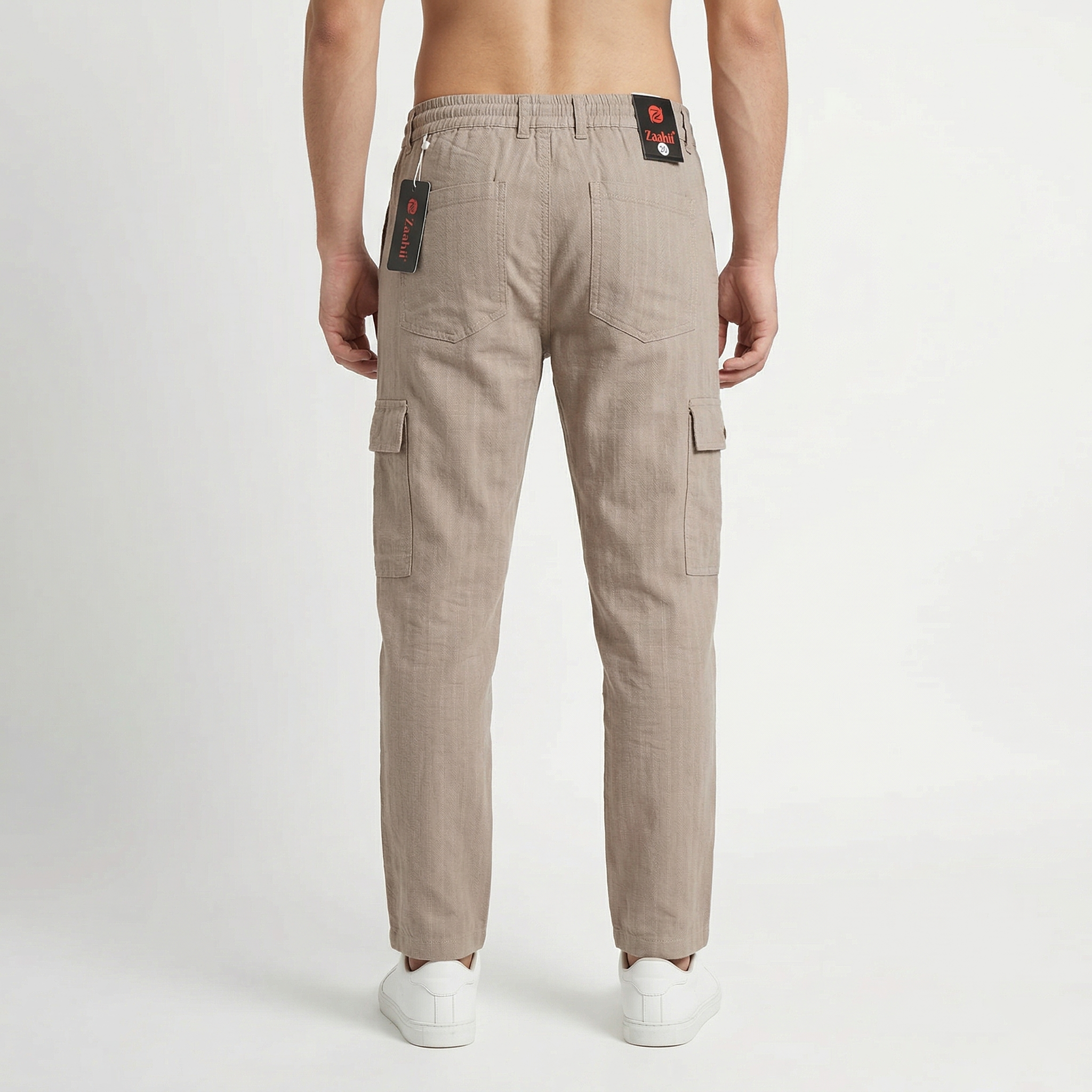 Zaahii Men's High Quality Linen Pants with Six Pockets Cargo Style