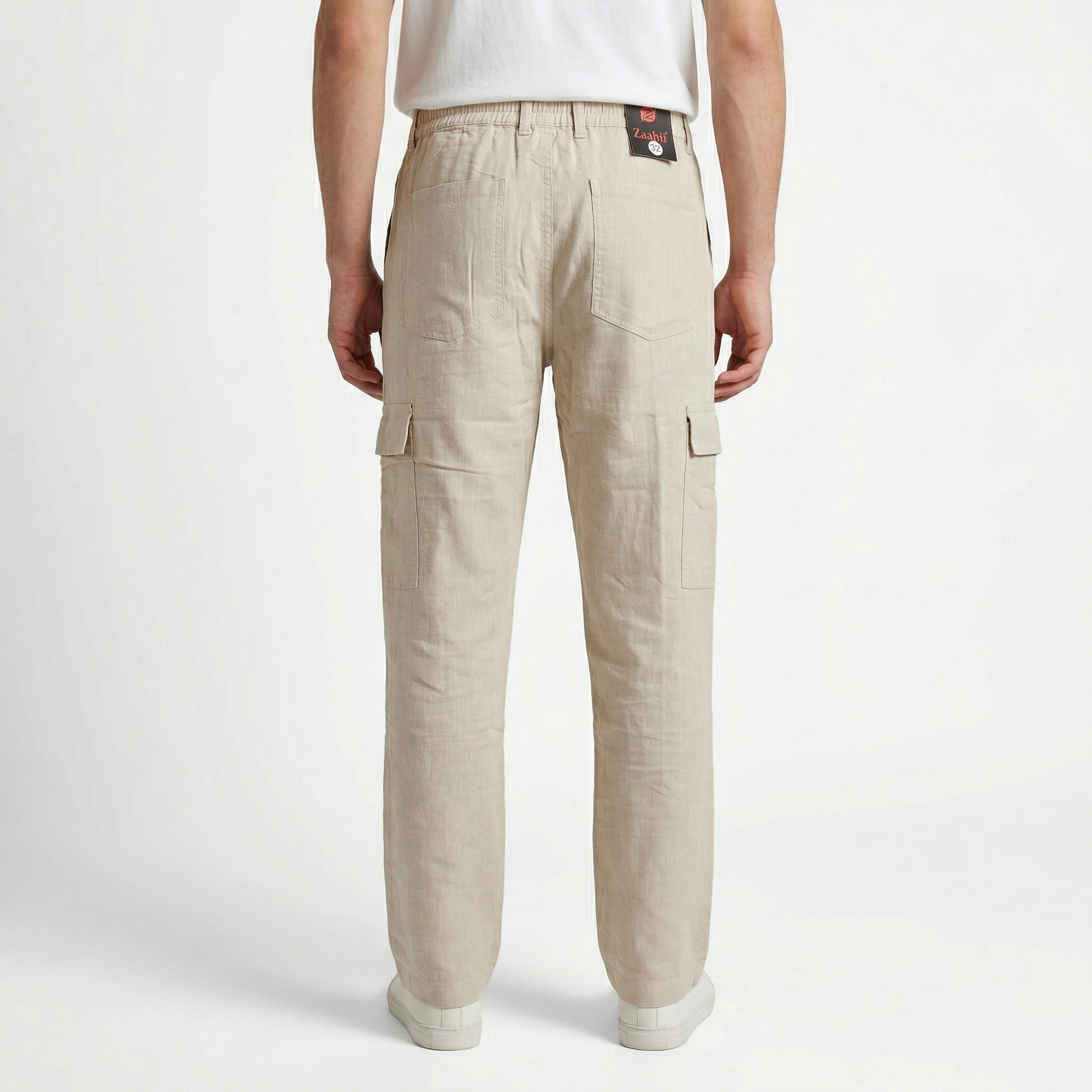 Zaahii Men's High Quality Linen Pants with Six Pockets Cargo Style