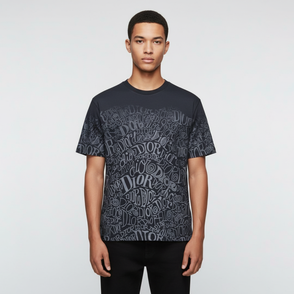 Dior Regular Fit Round Neck Printed T-shirt