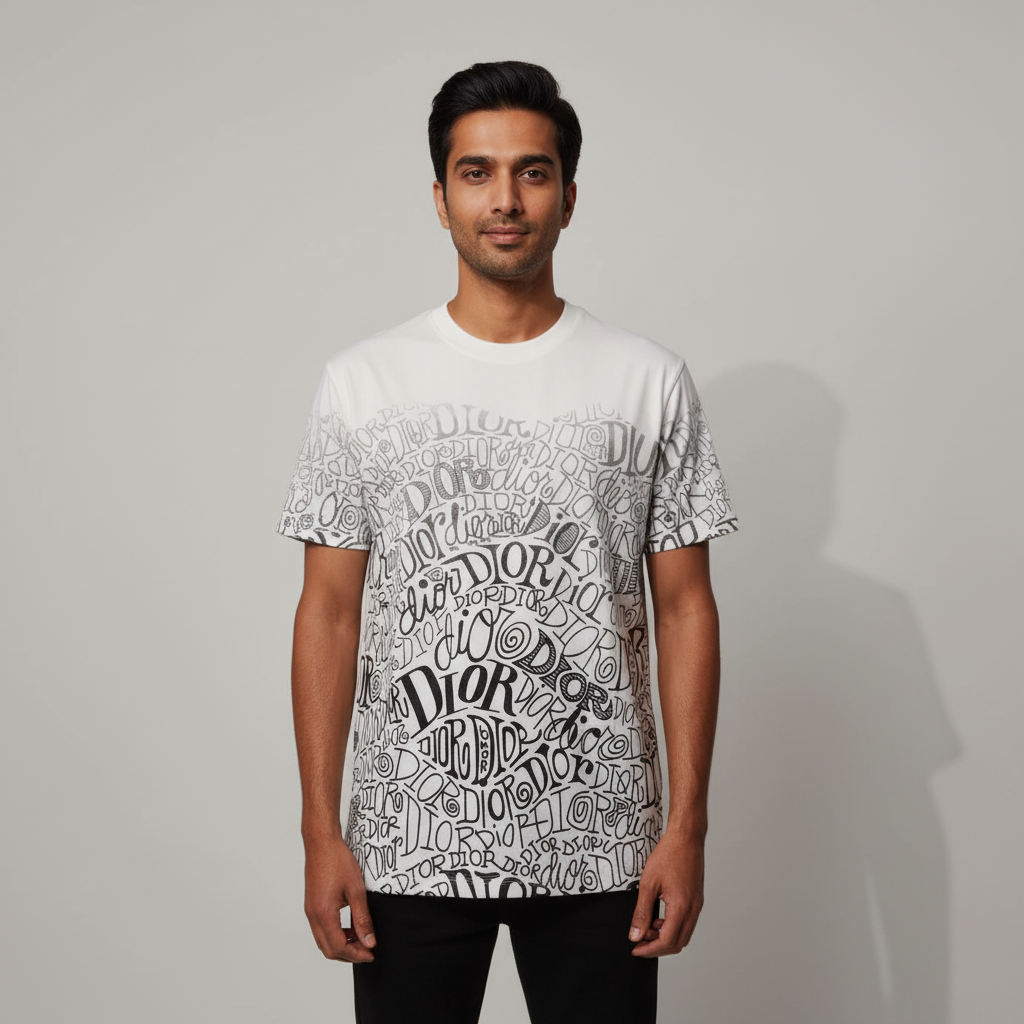 Dior Regular Fit Round Neck Printed T-shirt