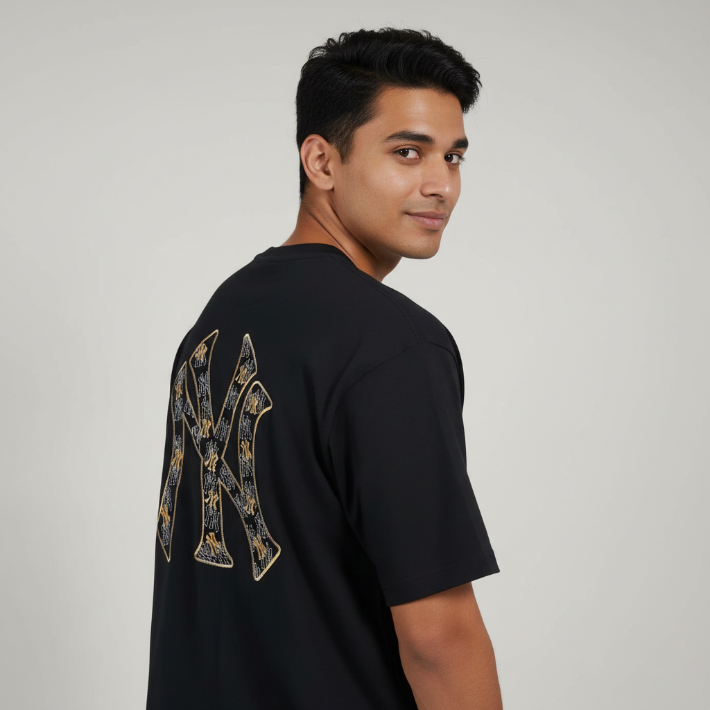 New York Embroidery Oversized Round Neck T-shirt