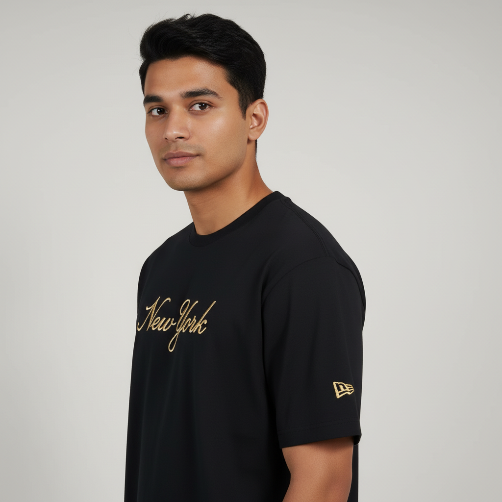 New York Embroidery Oversized Round Neck T-shirt