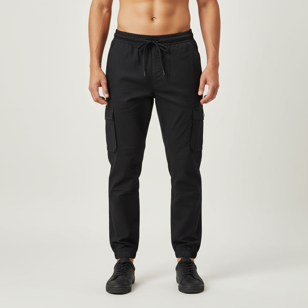 CF Men's Cotton Jogger Pants with Six Pockets, Thick Material
