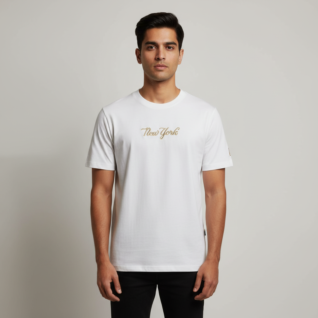 New York Embroidery Oversized Round Neck T-shirt