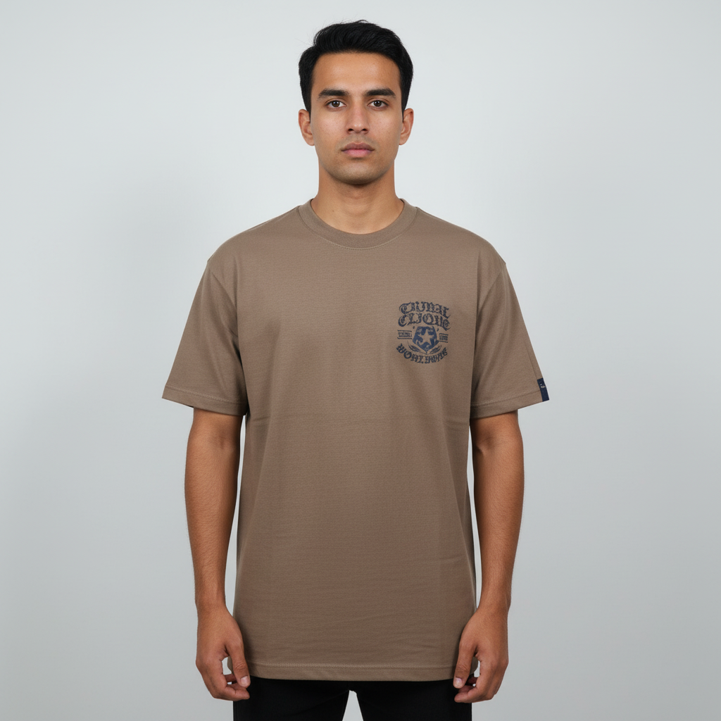 Tribal Embroidery Oversized Round Neck T-shirt