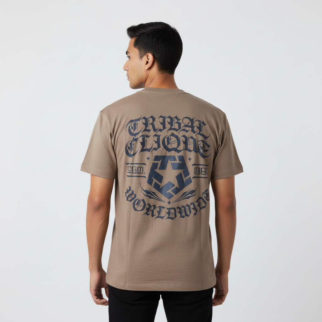 Tribal Embroidery Oversized Round Neck T-shirt