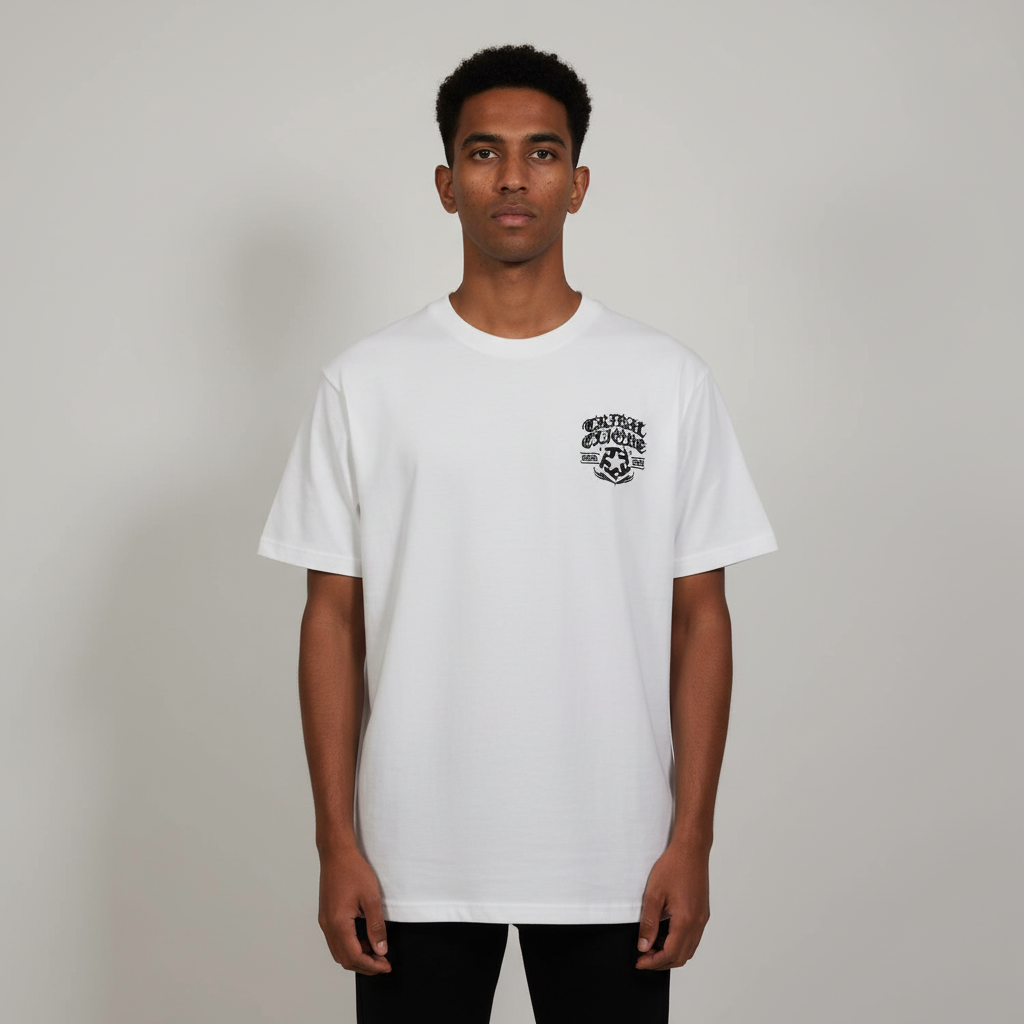 Tribal Embroidery Oversized Round Neck T-shirt