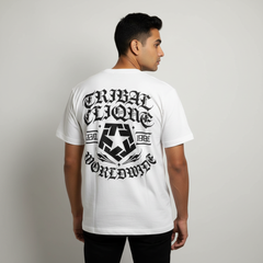 Tribal Embroidery Oversized Round Neck T-shirt