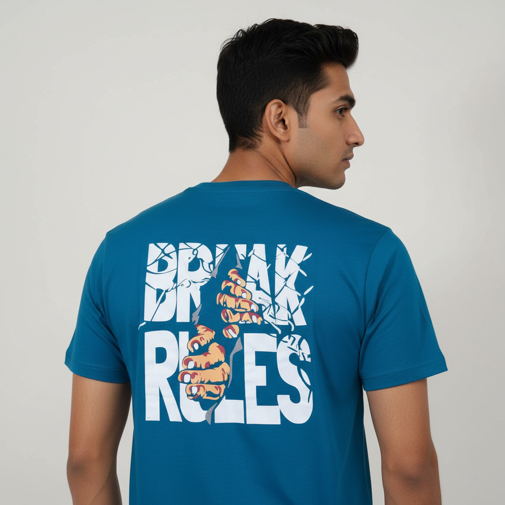 Ere Break Rules Printed Men's Oversized Round Neck T-Shirt