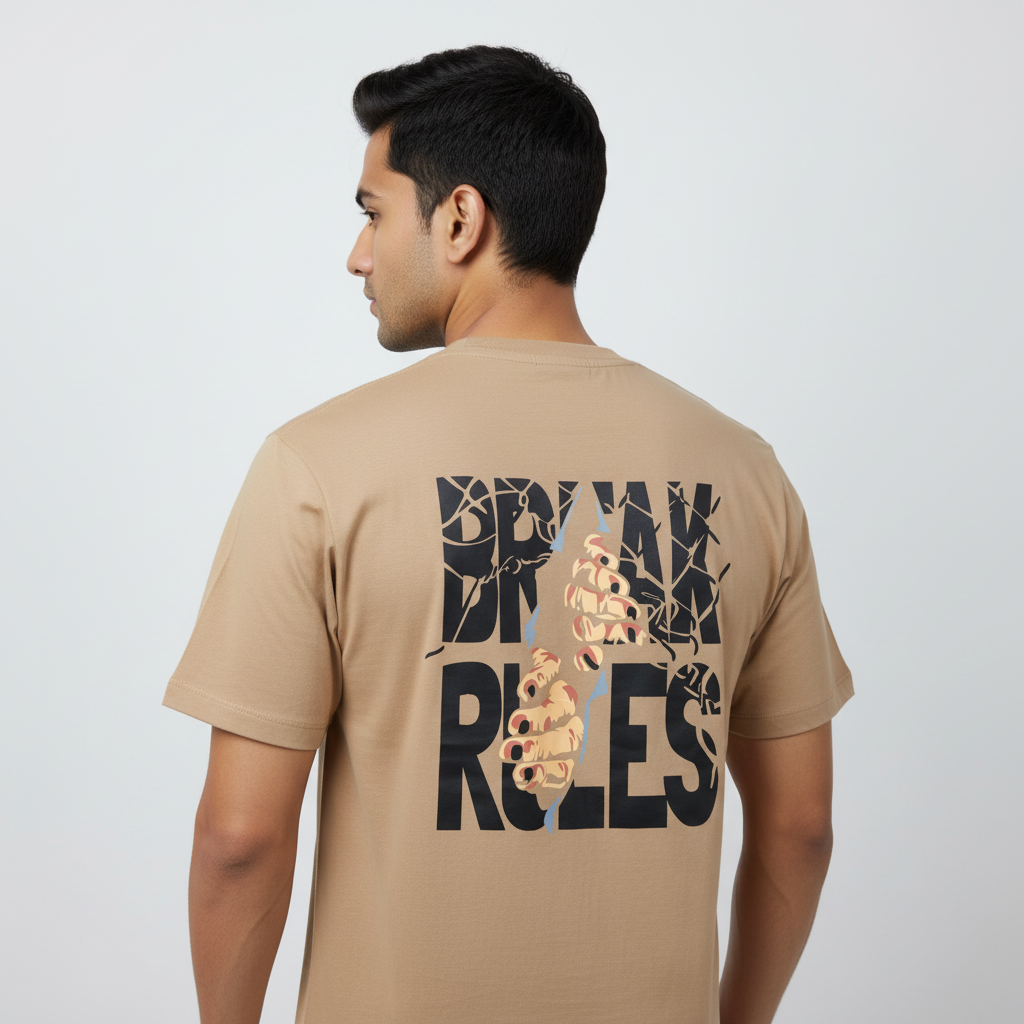 Ere Break Rules Printed Men's Oversized Round Neck T-Shirt