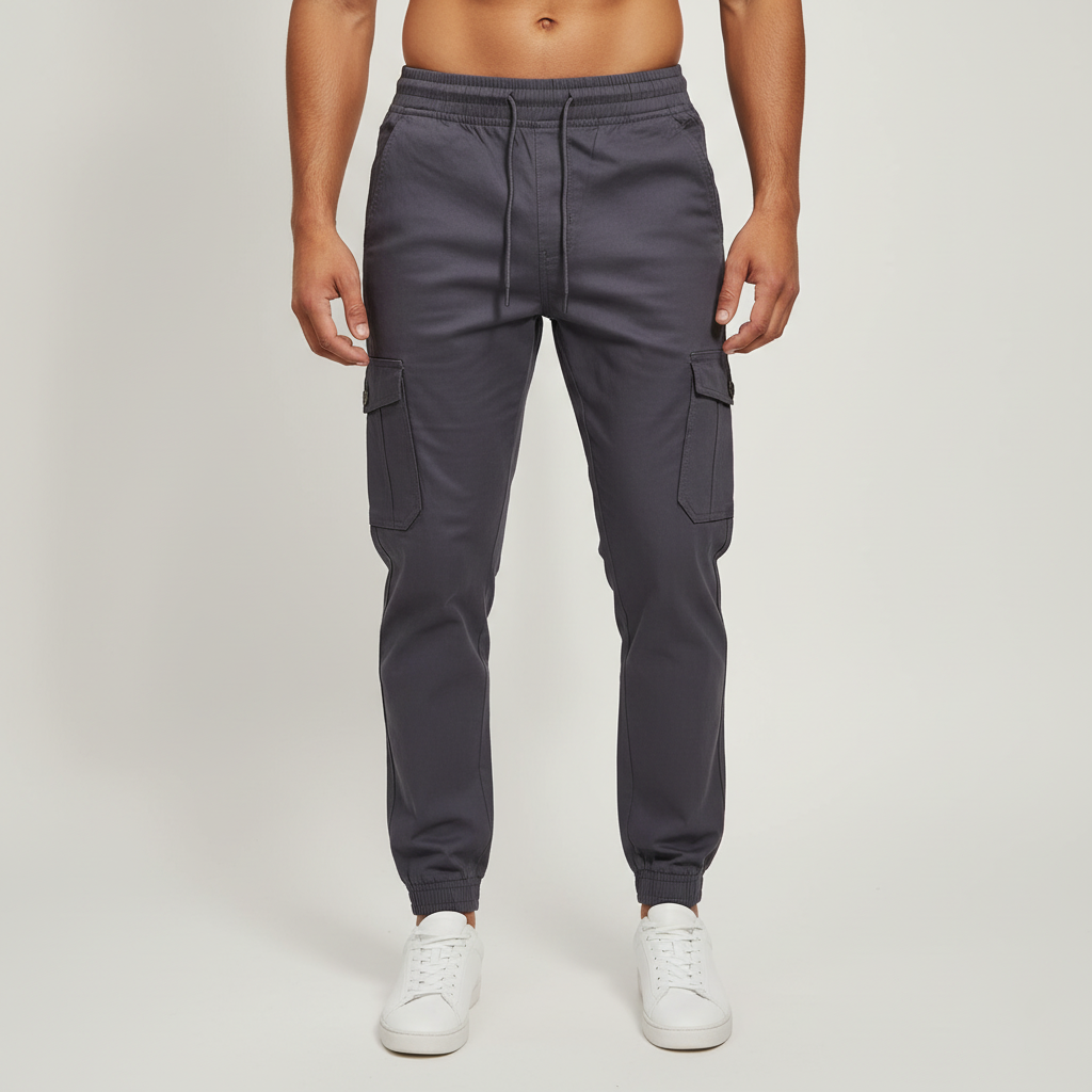 CF Men's Cotton Jogger Pants with Six Pockets, Thick Material