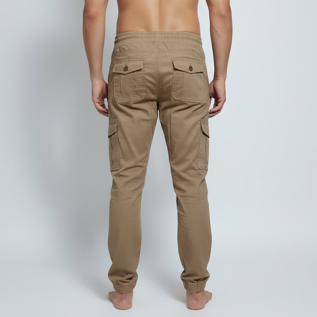 CF Men's Cotton Jogger Pants with Six Pockets, Thick Material