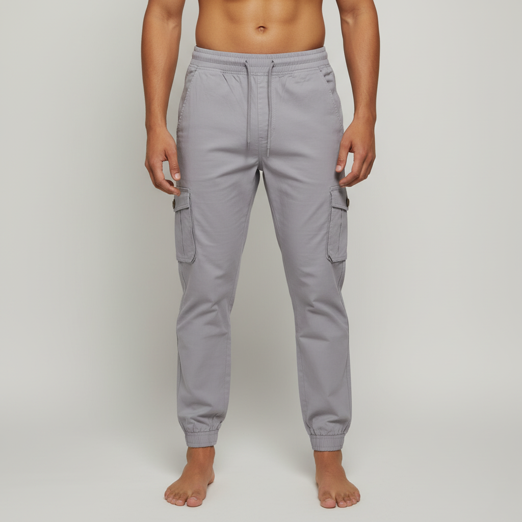 CF Men's Cotton Jogger Pants with Six Pockets, Thick Material