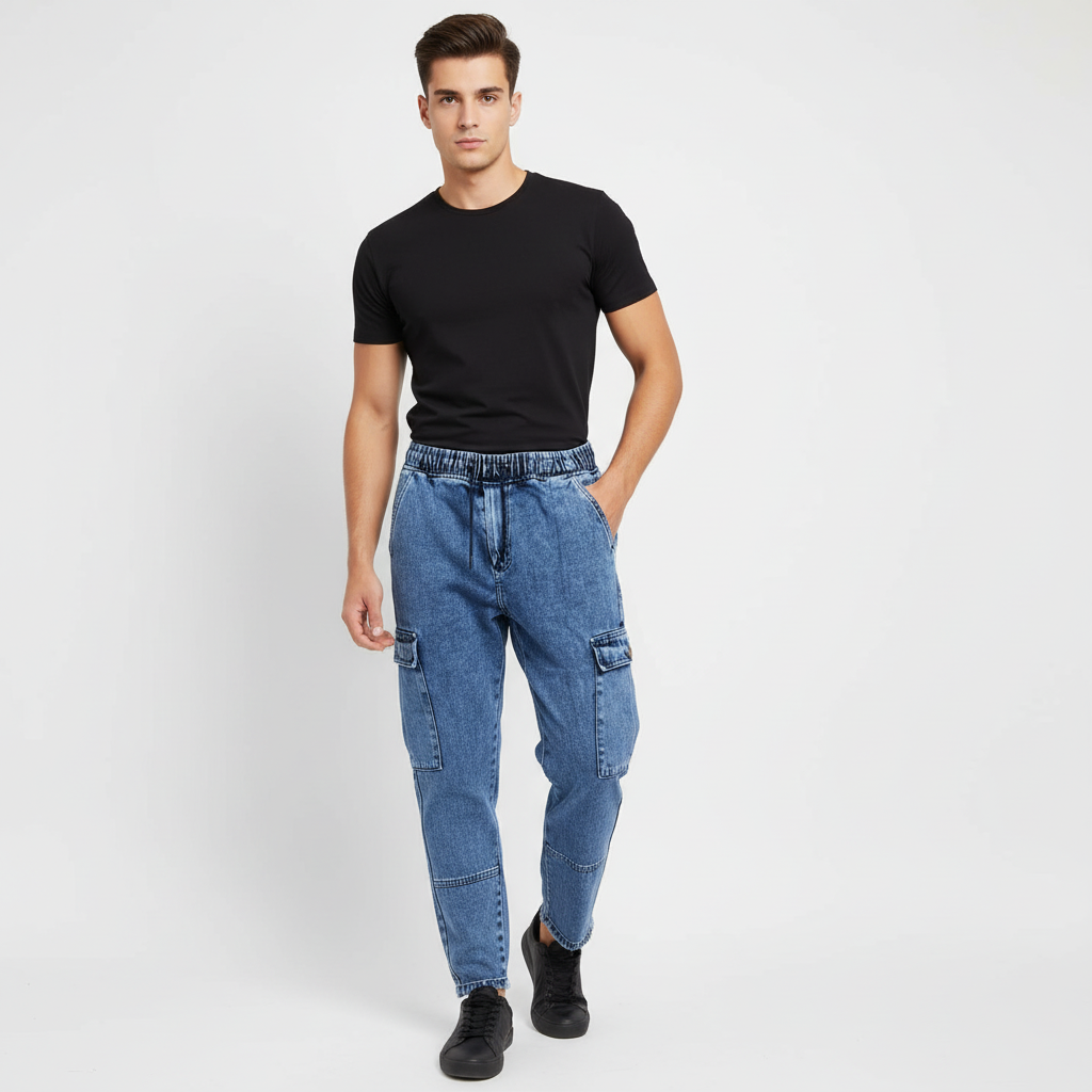 Neodreams Men's Denim Jogger Baggy Pants