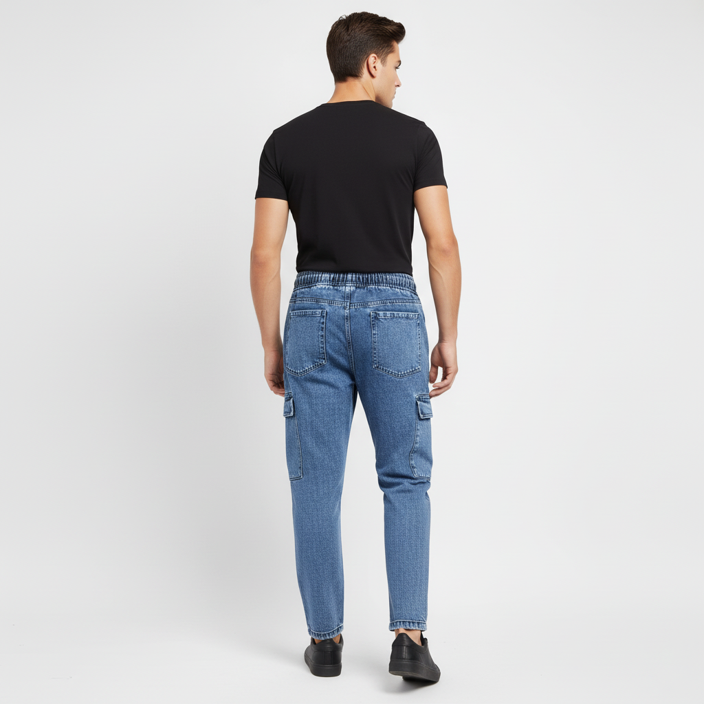 Neodreams Men's Denim Jogger Baggy Pants