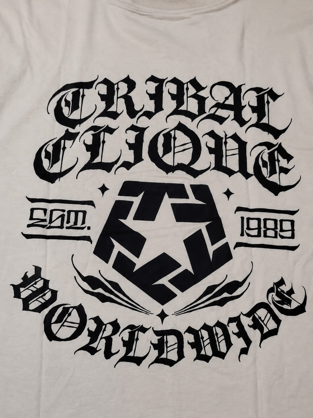 Tribal Embroidery Oversized Round Neck T-shirt