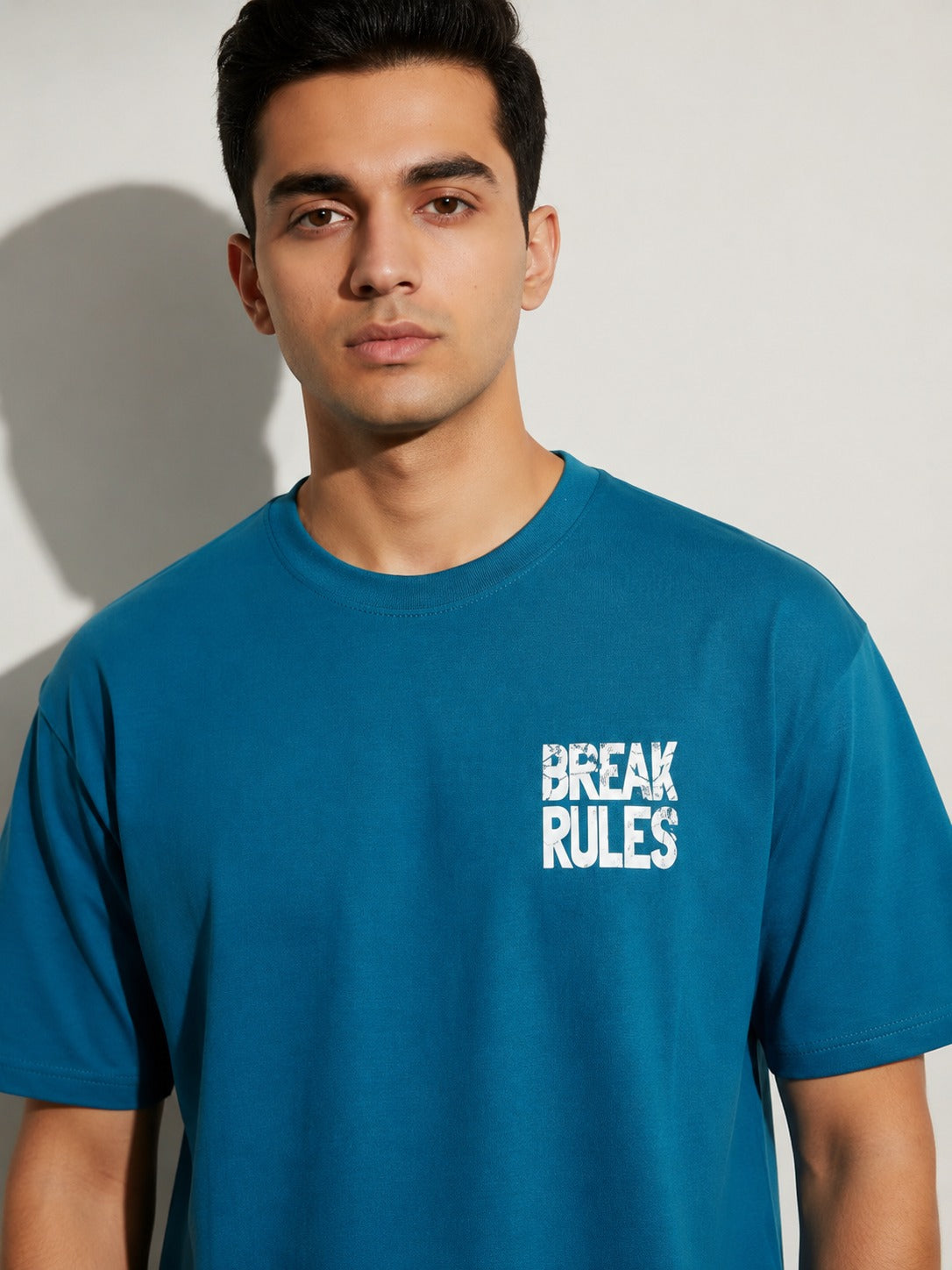 Ere Break Rules Printed Men's Oversized Round Neck T-Shirt